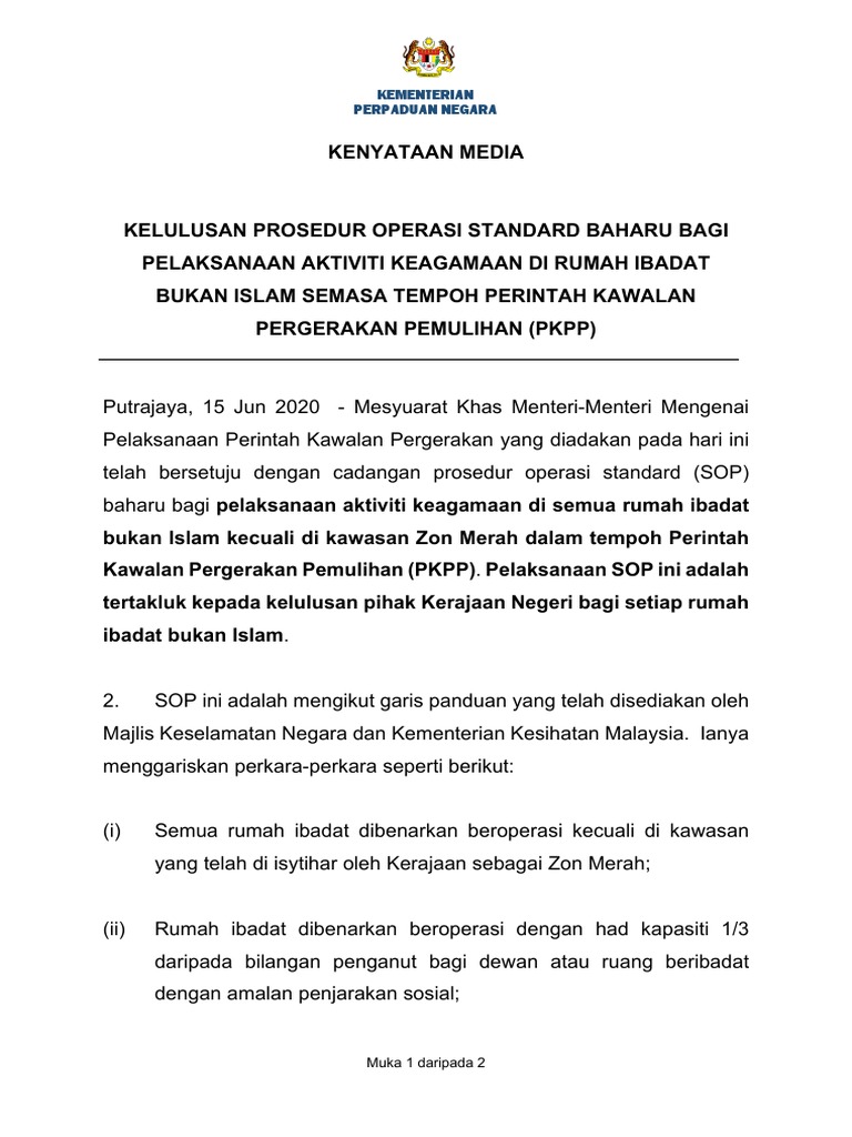 Kementerian perpaduan negara sop