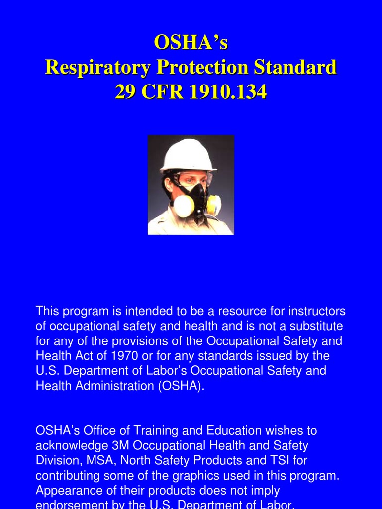 OSHA's Respiratory Protection Standard 29 CFR 1910.134 PDF