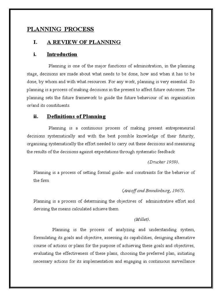 Planning Process | PDF | Planning | Goal