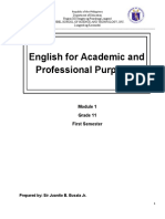 English For Academic and Professional Purposes: Grade 11 First Semester