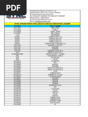 Silo - Tips - Sync Spare Parts For JCB 3cx and 4cx Backhoe