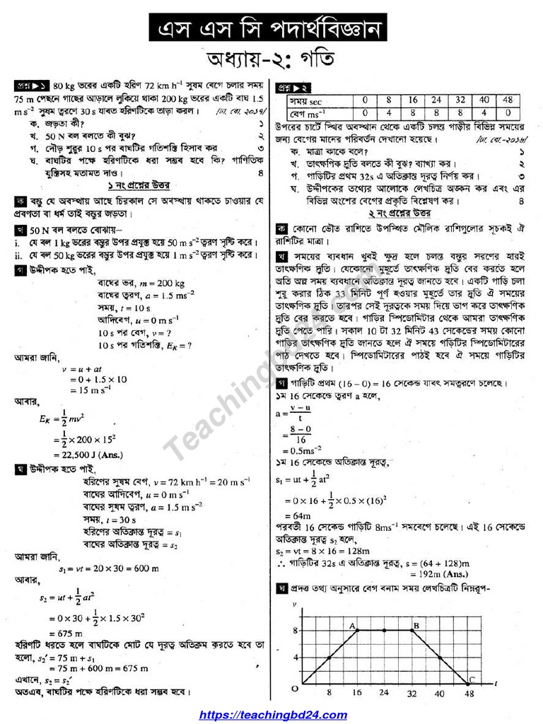 SSC Physics Chapter 2 Resources | PDF