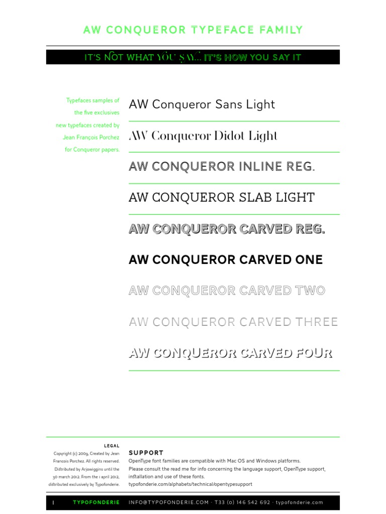 Awconqueror Specimen | PDF | Typefaces | Graphic Design