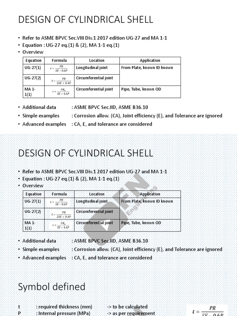 Cylindrical Shell Design per UG-27 | PDF | Pipe (Fluid Conveyance ...