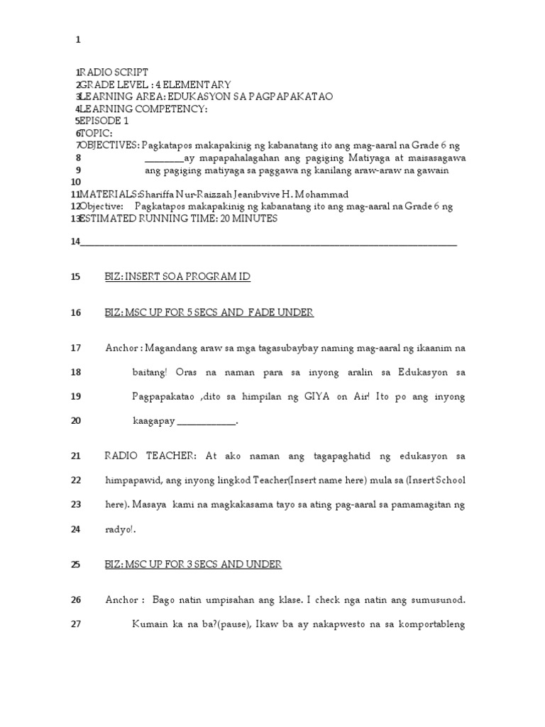 Radio Script Esp 4 | PDF