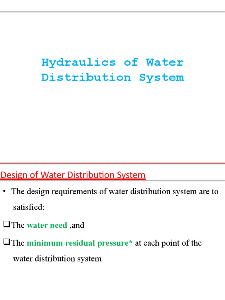 Lec16bHydraulics of Water Distribution System) PDF Dynamics