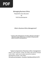 Managing Business Ethics: Prepared For Class Discussion by Prof.S.Suryanarayanan