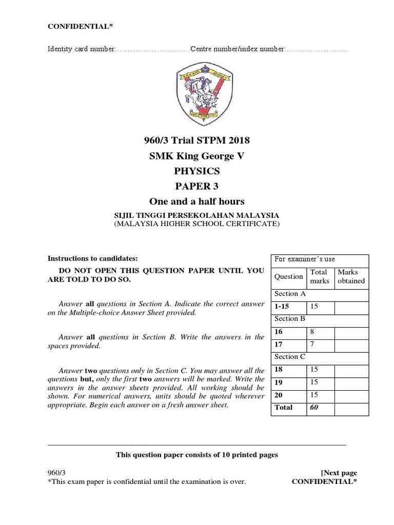 STPM 2018 Physics Paper 3 Exam Guide | PDF | Photoelectric Effect | Waves