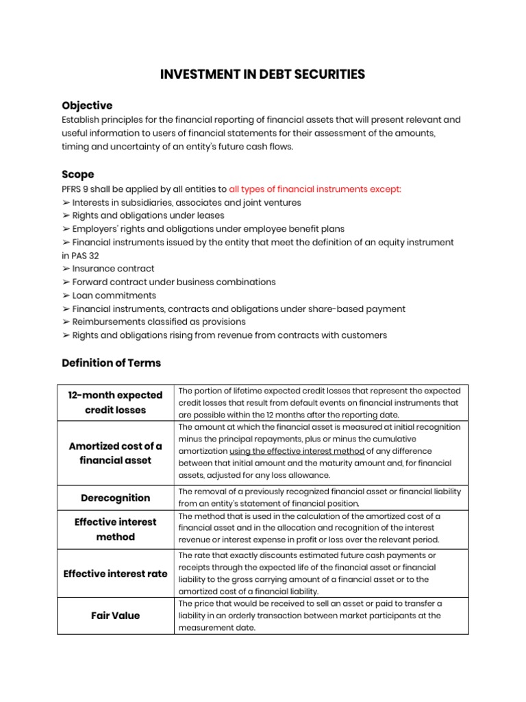 Debt Securities Investment Guidelines | PDF | Fair Value | Historical Cost