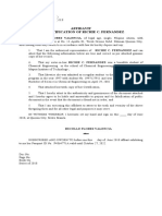 Affidavit Re: Certification of Richie C. Fernandez: Rucelle Flores Valencia