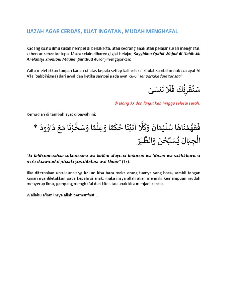 Doa Agar Anak Cerdas Habib Ali Pdf