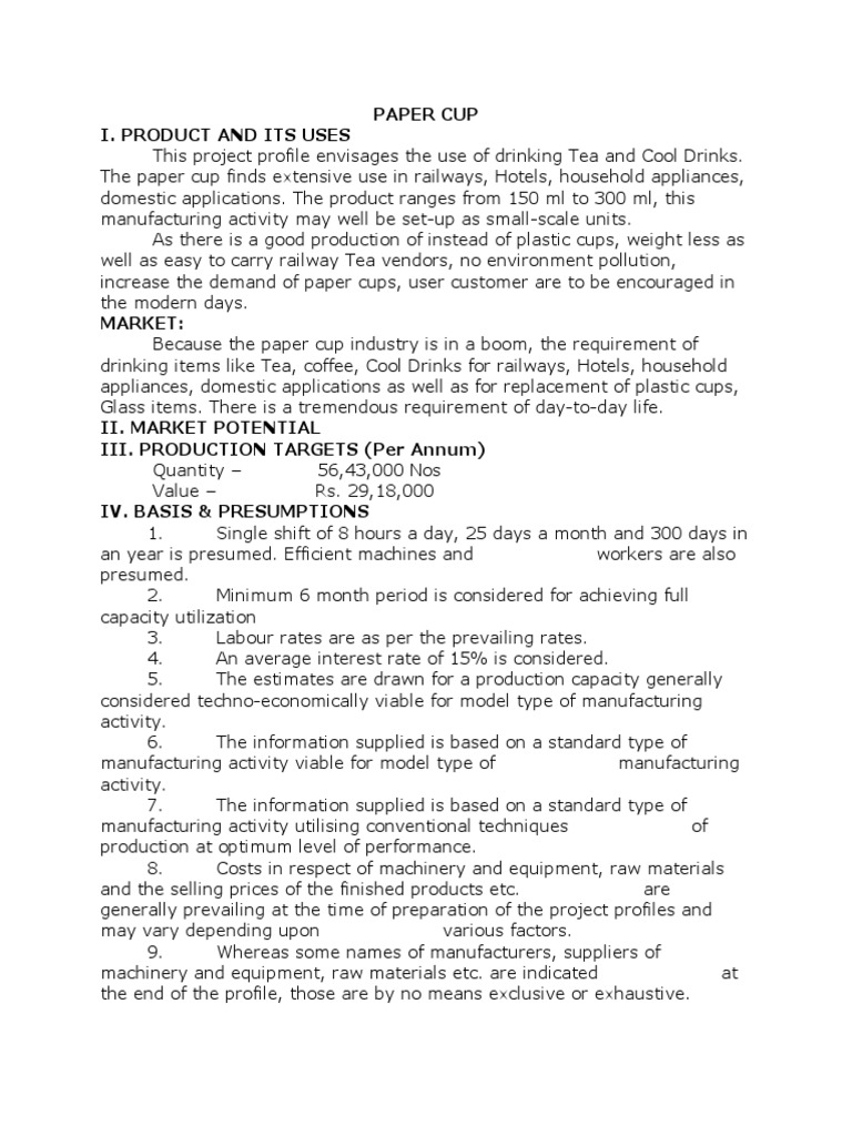 Paper Cup Machine PDF Paper Expense