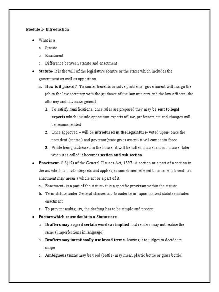 IOS Notes PDF Bill (Law) Plain Meaning Rule