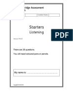 Starters Listening Question Paper - YS103