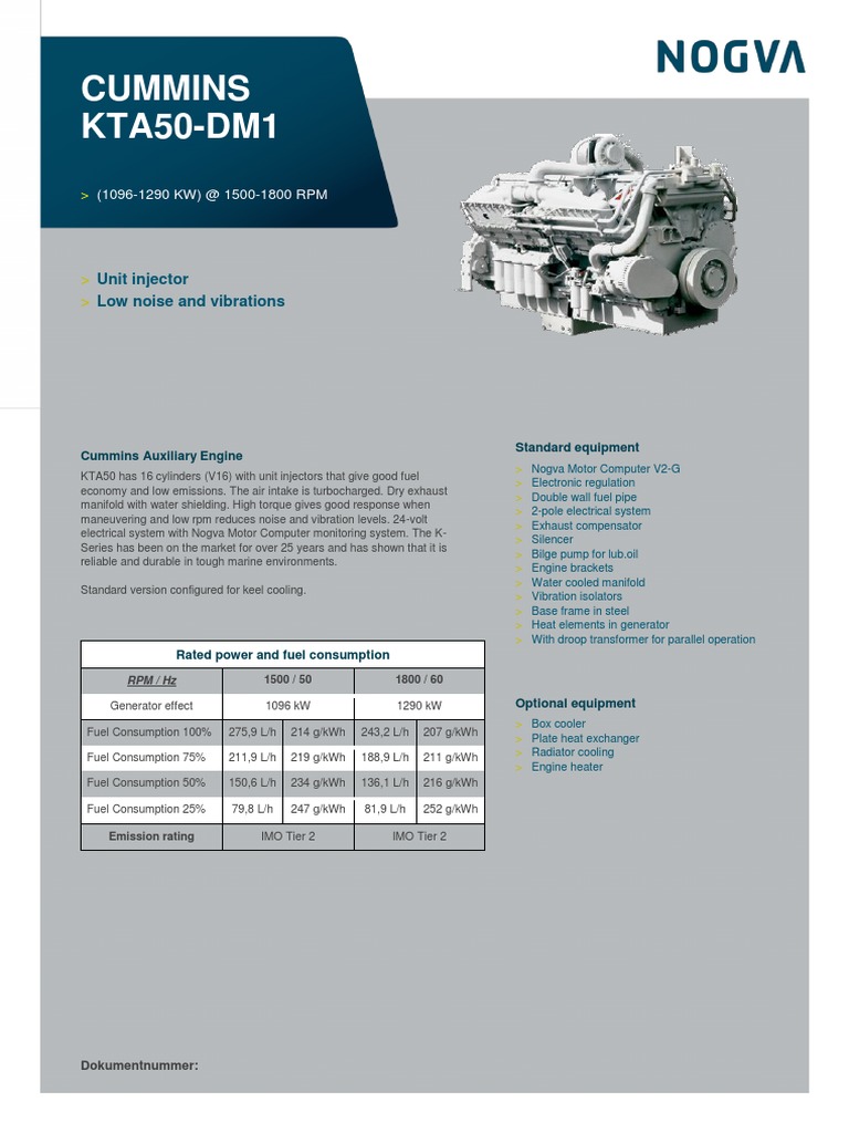 Cummins KTA50DM1 Unit Injector Low Noise and Vibrations PDF