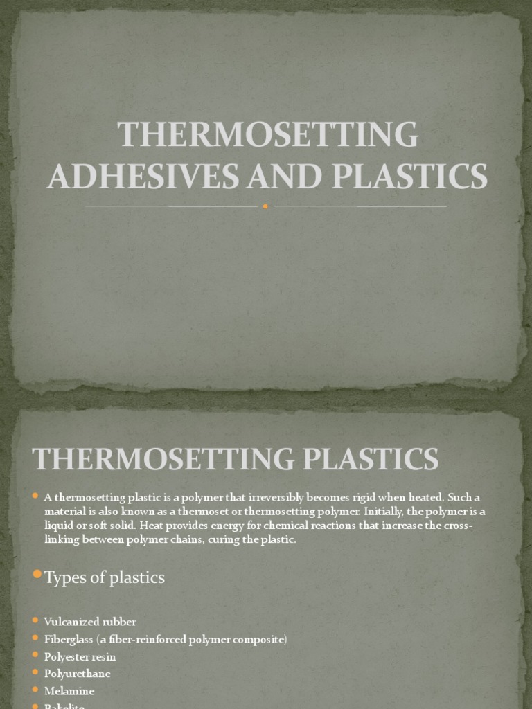 Thermosetting Adhesives and Plastics PDF Adhesive Epoxy