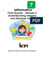 First Quarter - Module 4 Understanding Integers and Absolute Value