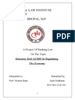 National Law Institute University Bhopal, M.P.: A Project of Banking Law On The Topic