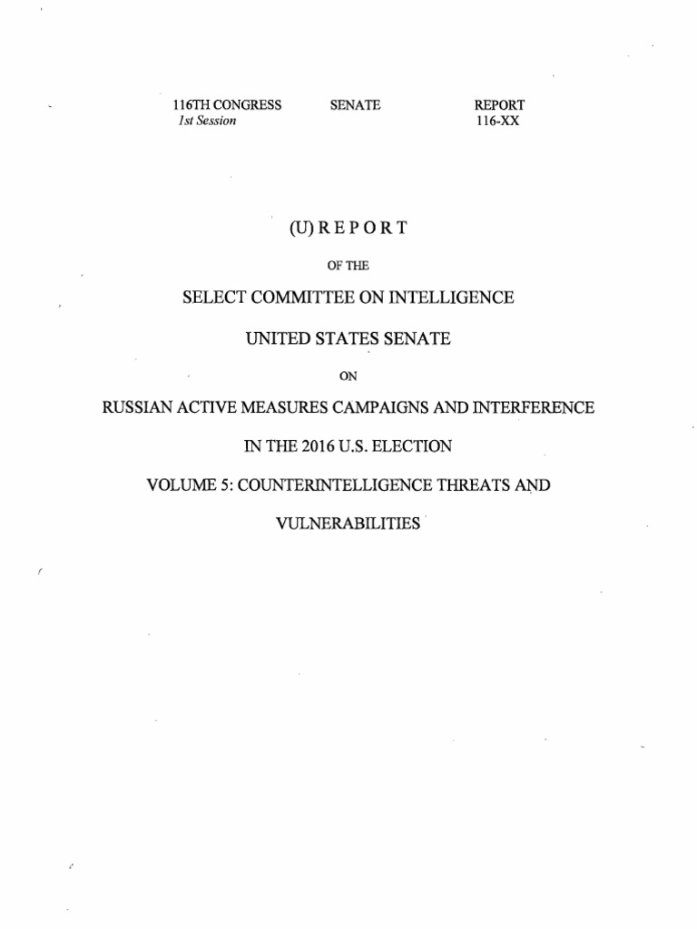 Read Senate Intelligence Committee Report PDF Government