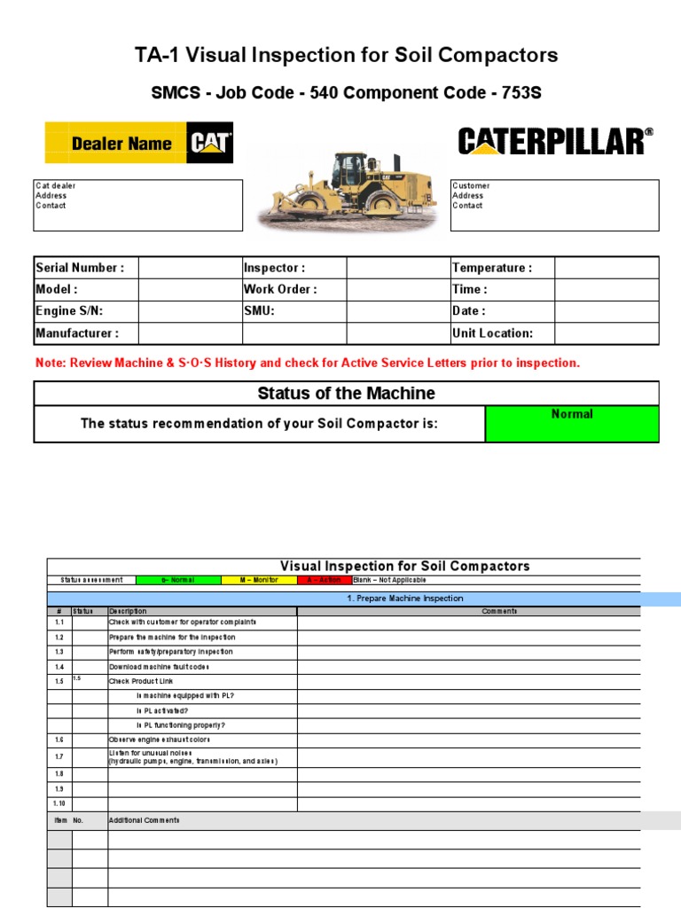 Soil Compactor Inspection Guidelines | PDF | Axle | Transmission ...