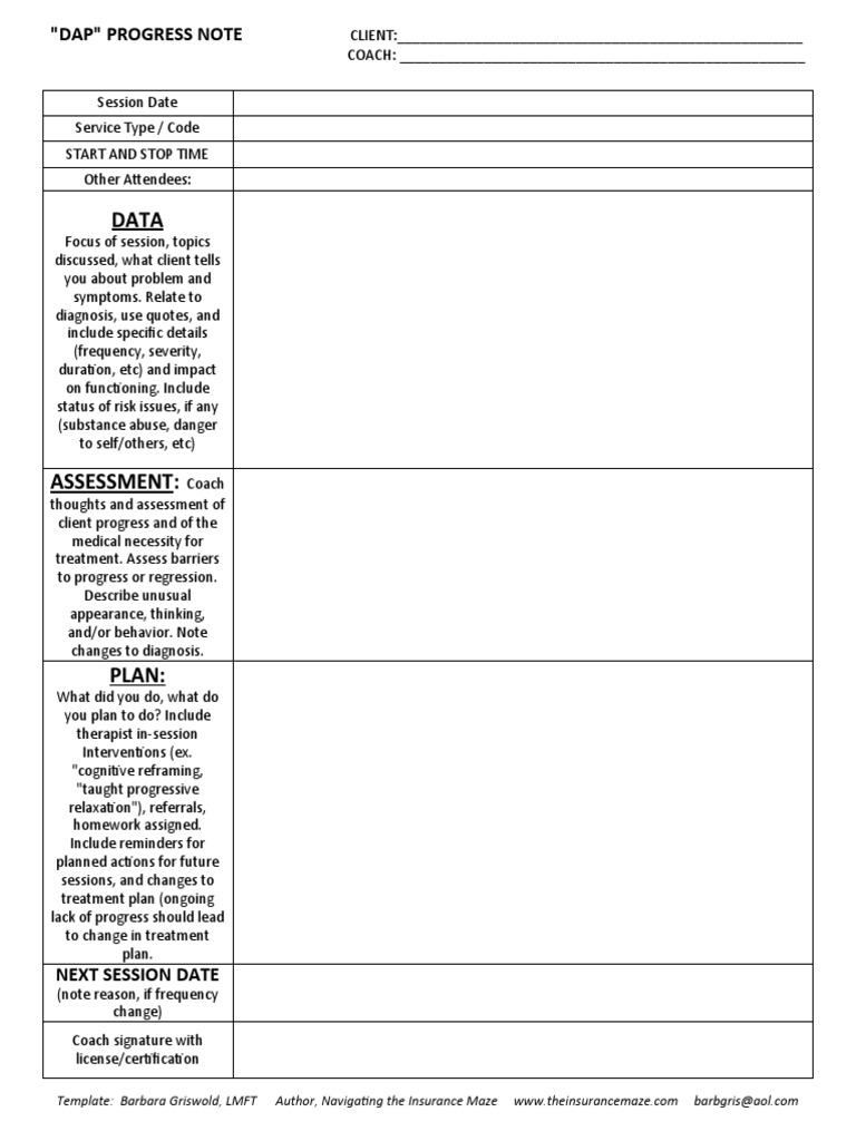 DAP Notes  PDF Pertaining To Dap Note Template
