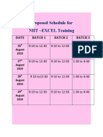 Schedule For NIIT Training