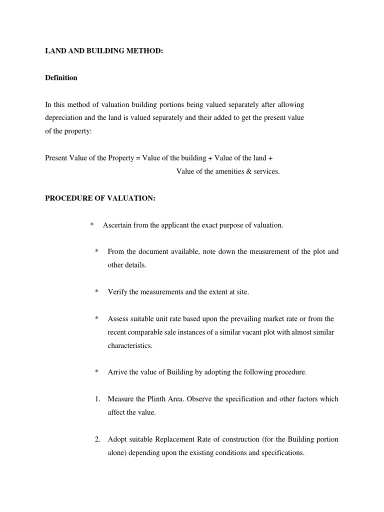 Land and Building Valuation Methods | PDF | Depreciation | Teaching ...