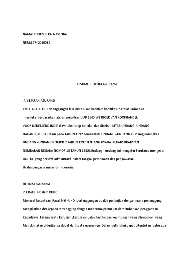 Resume Hukum Asuransi Autosaved
