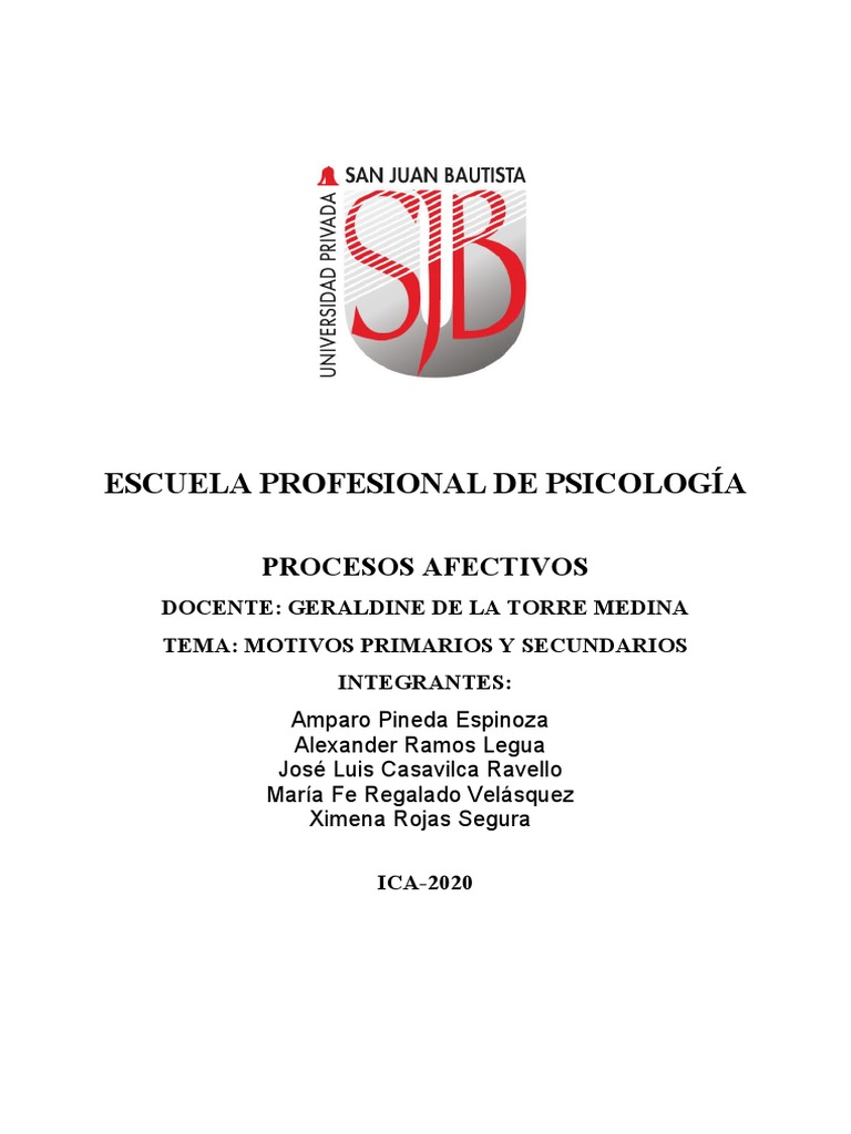 Motivos primarios y secundarios en psicología de la motivación PDF