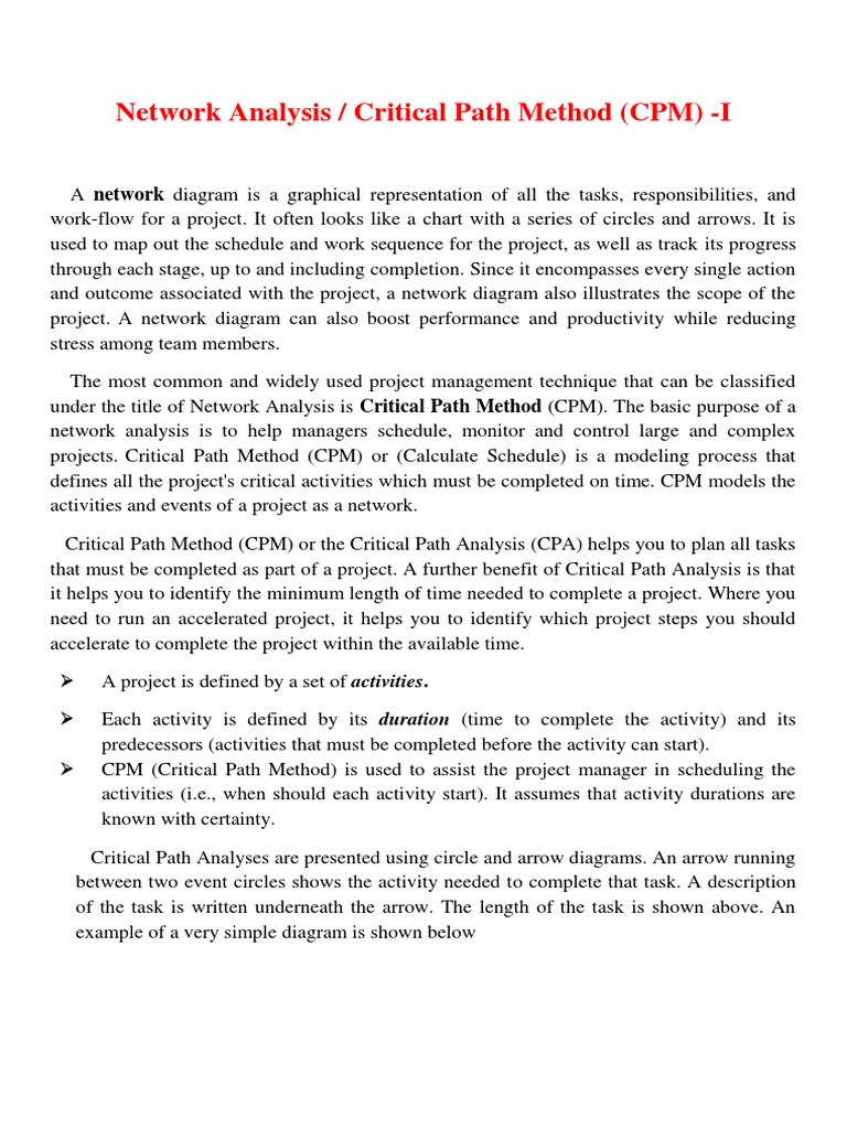 Network Analysis Critical Path Method Cpm I Pdf Systems