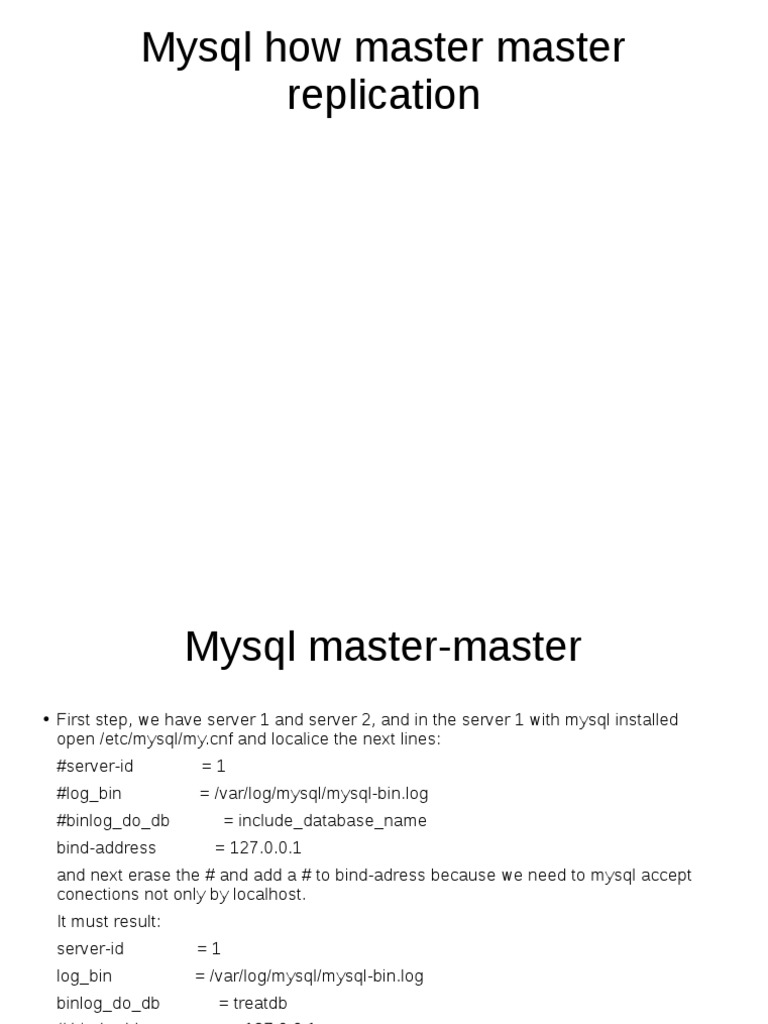 MySQL Master-Master Replication Setup | PDF | My Sql | Server (Computing)
