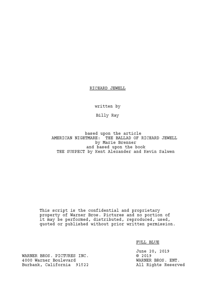 Richard Jewell Script | PDF | Violence