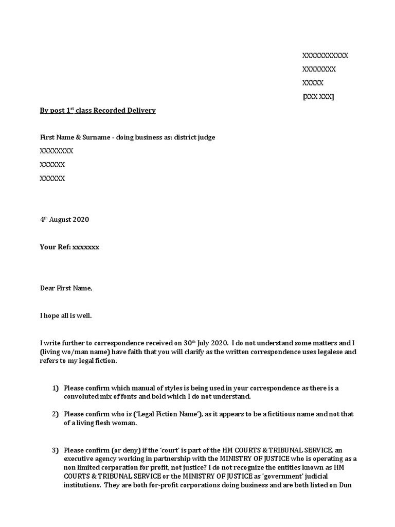 Rebuttal Letter To Judge Template  PDF  Judge  Common Law Intended For Letter To Judge Template