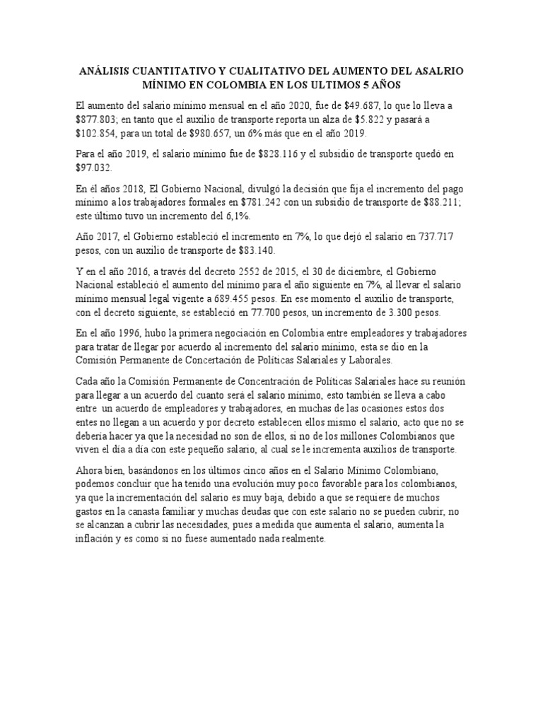 Análisis Cuantitativo y Cualitativo | PDF | Salario mínimo | Salario