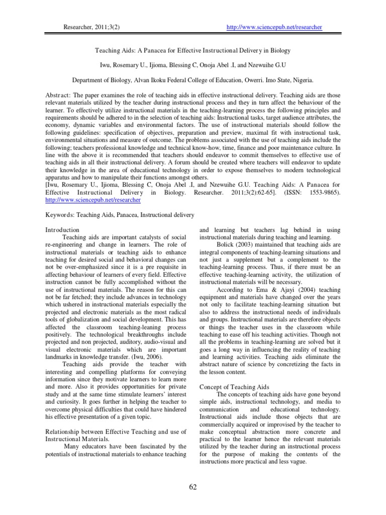 Teaching Aids for Effective Biology Instruction | PDF | Teachers ...