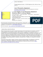 External Validity of The Personality Assessment Inventory (PAI) in A Clinical Sample