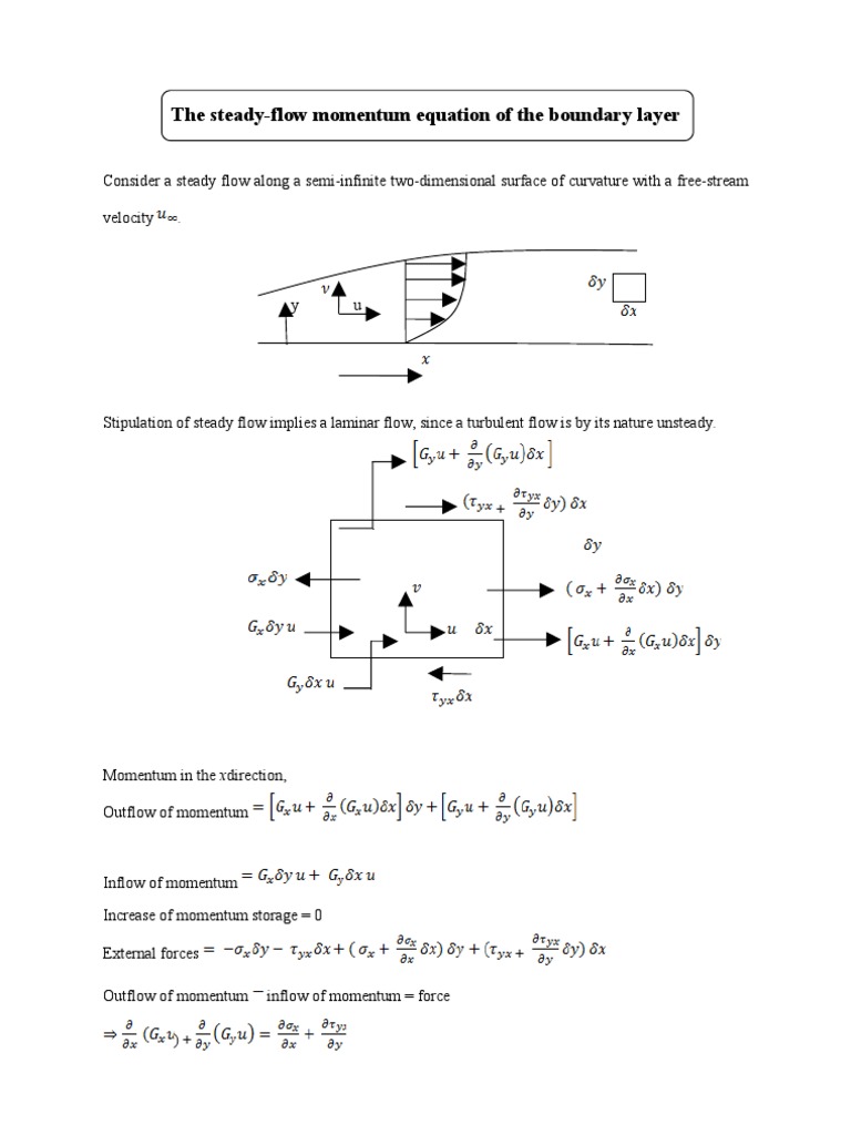 Steady-Flow Momentum Equation Derivation | PDF