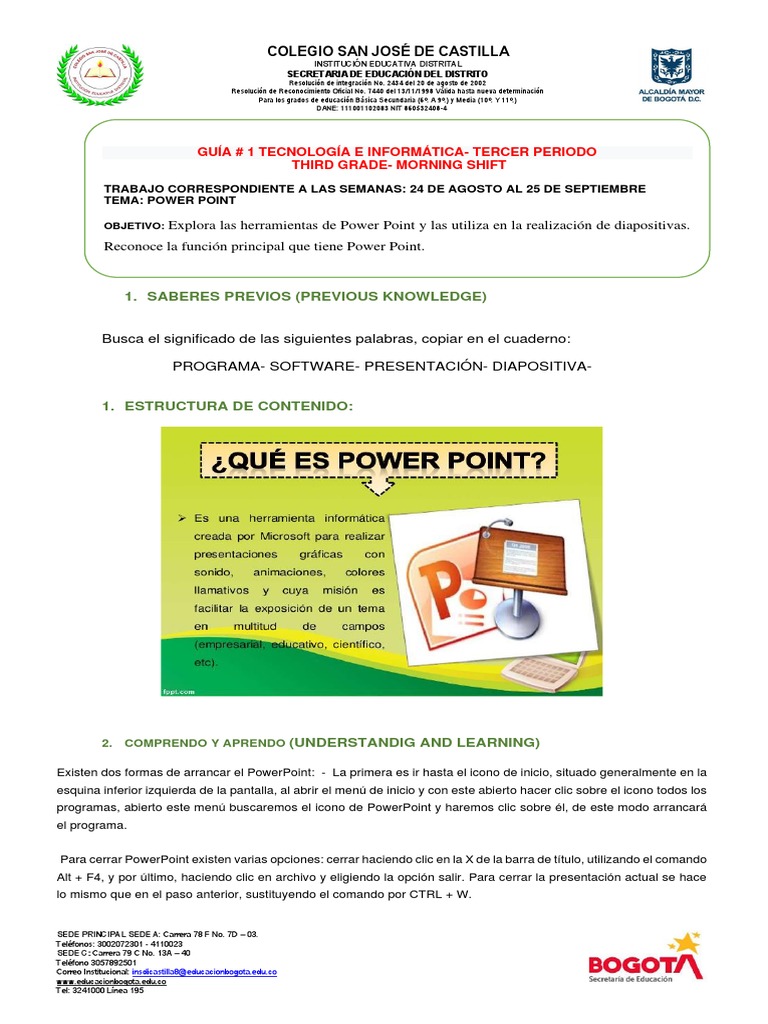 Guía de Informática Tercer Grado | PDF | Microsoft PowerPoint | Software