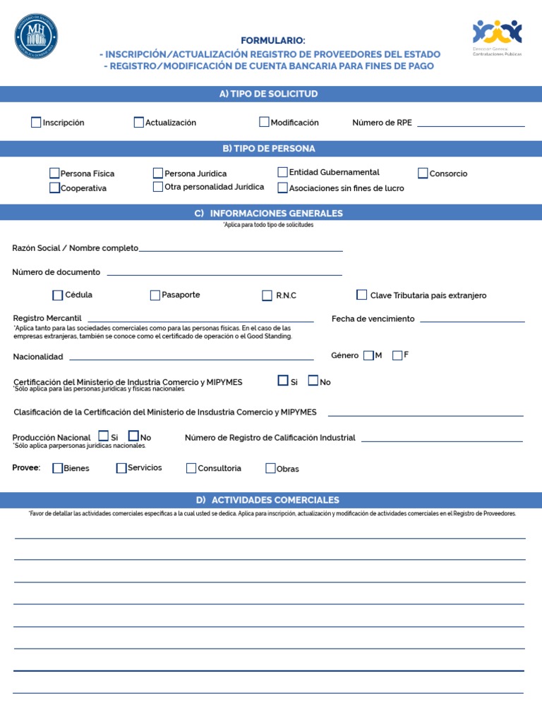 Formulario de Inscripcion de Rpe | PDF | Comercio | Bancos
