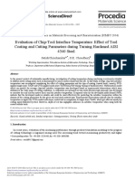Evaluation of Chip Tool Interface Temperature Effect of Tool Coating and Cutting Parameters During Turning Hardened Aisi 4340 Steel PDF