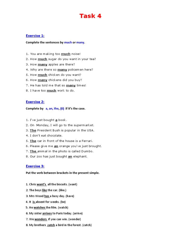 English Grammar Exercises for Beginners | PDF | Cooking, Food & Wine