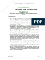 Bolivia: Decreto Supremo #2887, 31 de Agosto de 2016