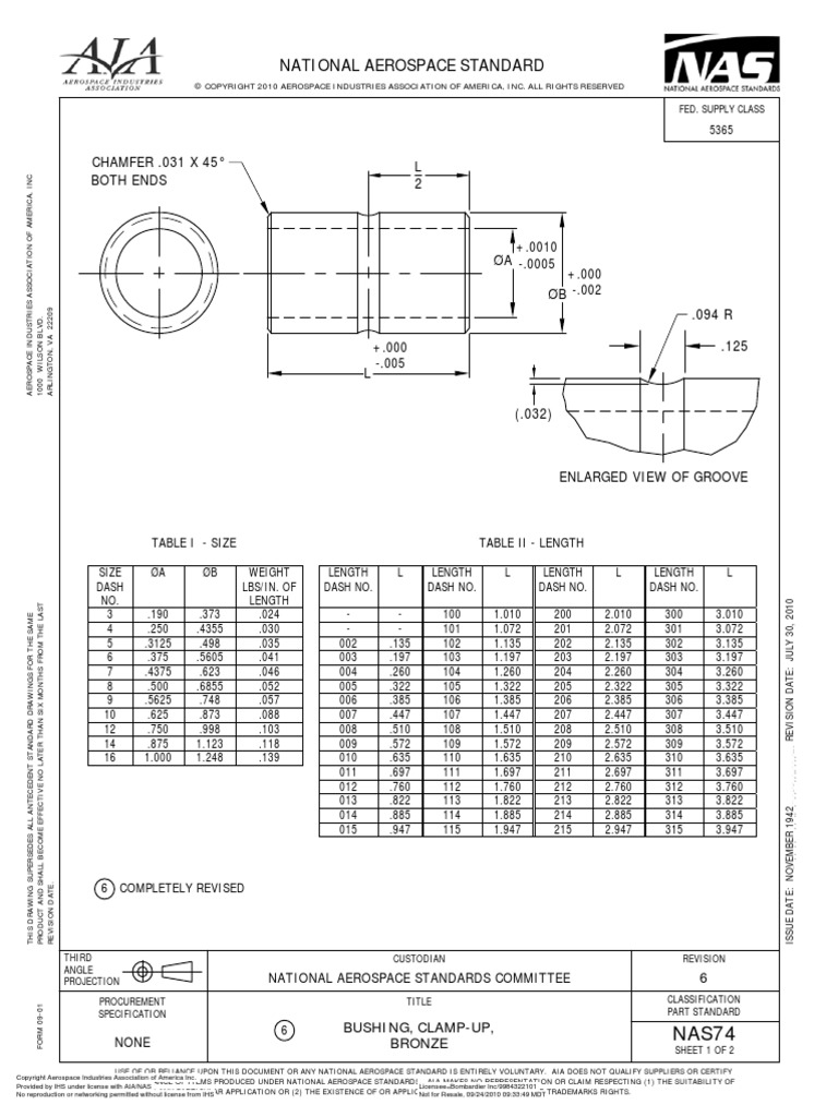 L 2 CHAMFER .031 X 45° Both Ends National Aerospace Standard PDF