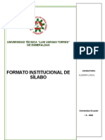 Formato Institucional de Sílabo: Universidad Técnica "Luis Vargas Torres" de Esmeraldas