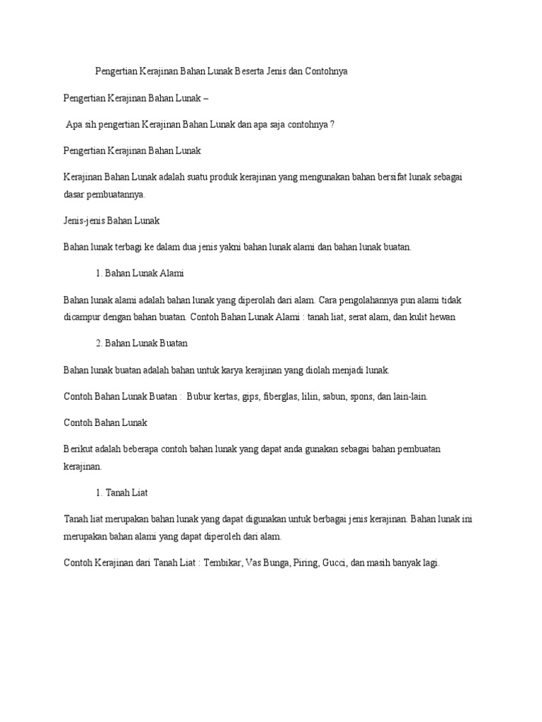Pengertian Kerajinan Bahan Lunak Wps Office