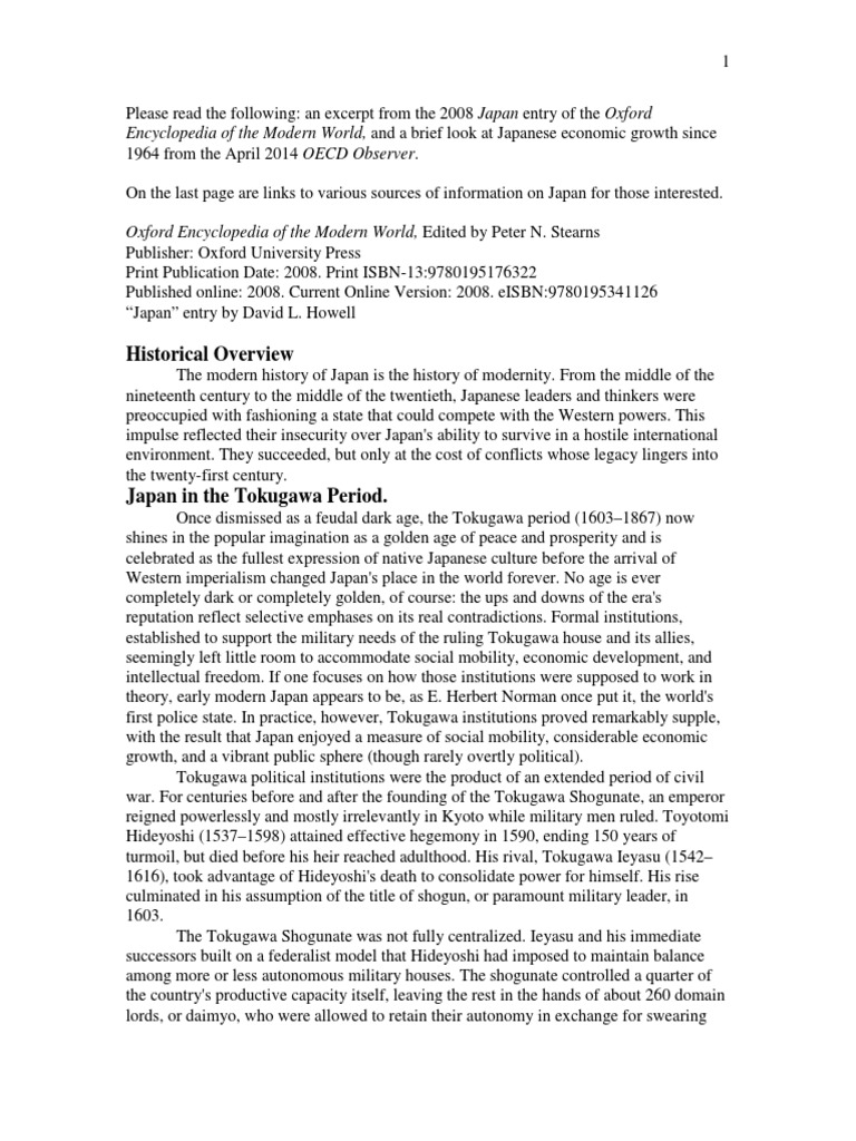 Japan In Tokugawa Period And Modernity Pdf Pdf Japan Empire Of Japan