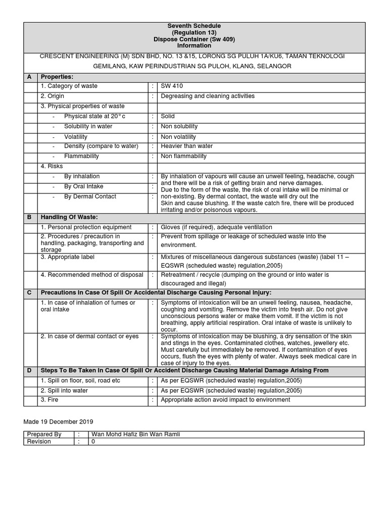 waste card seventh schedule Vanessa Murray