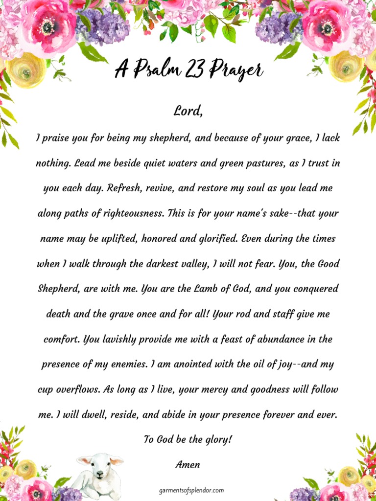 Psalm 23 Prayer Pages | PDF | Christian Behaviour And Experience | Worship