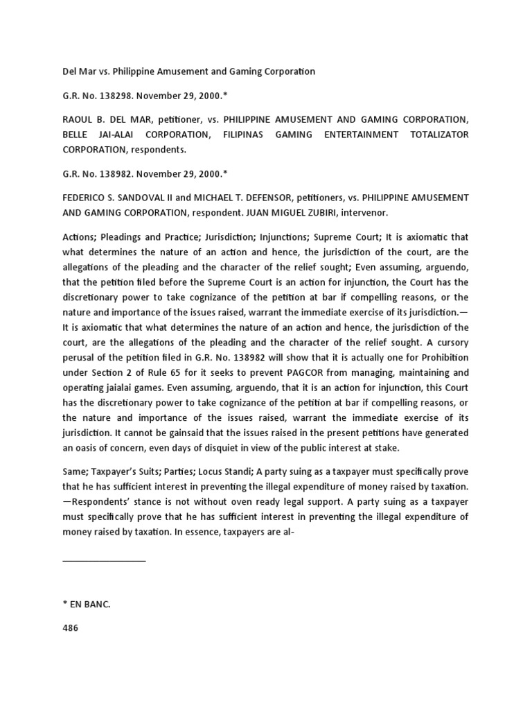del-mar-vs-philippine-amusement-and-gaming-corporation-346-scra-485