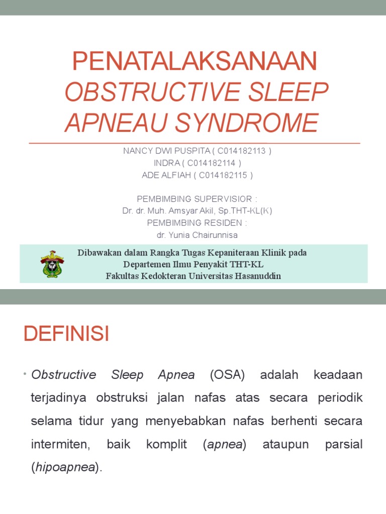 Tatalaksana Obstructive Sleep Apnea Syndrome Pdf